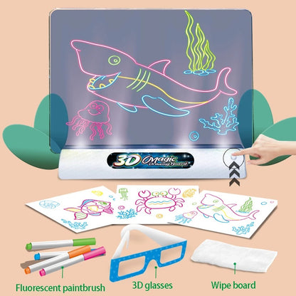 3D Magic Drawing Board LED VR Montessori Educational Toys DIY Children Graffiti Painting Lcd Writing Tablet Coloring Blackboard