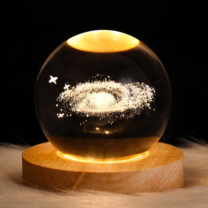 LED Night Light Galaxy Crystal Ball Table Lamp 3D Planet Moon