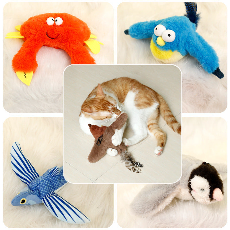 Pet Plush Toy Making Sound Electric Fish Jumping Winged Bird