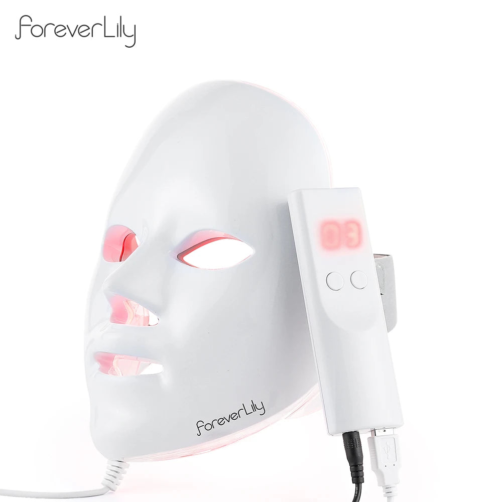 Foreverlily Gift Box 7 Colors LED Facial Mask Photon Therapy Brightening Face Skin Rejuvenation Acne Care Tools Anti-Wrinkle