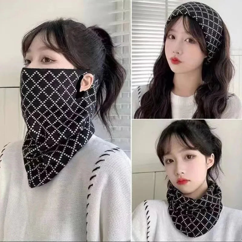 3 In 1 Unisex Knitted Scarf Winter Warm Neck Protection Collar