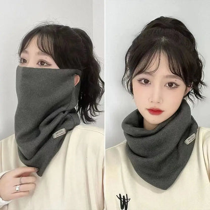 Winter Multi-functional Plaid Scarf Women Thermal Hanging Ear Mask Neck Protection Warm Headscarf Windproof Cycling Outdoor