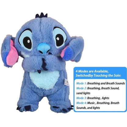 Stitch Plush Doll Breathing Light Child Soothes Toys Pink Angel Anime Cute Baby Music Light Sleep ToyKid Christmas Birthday Gift