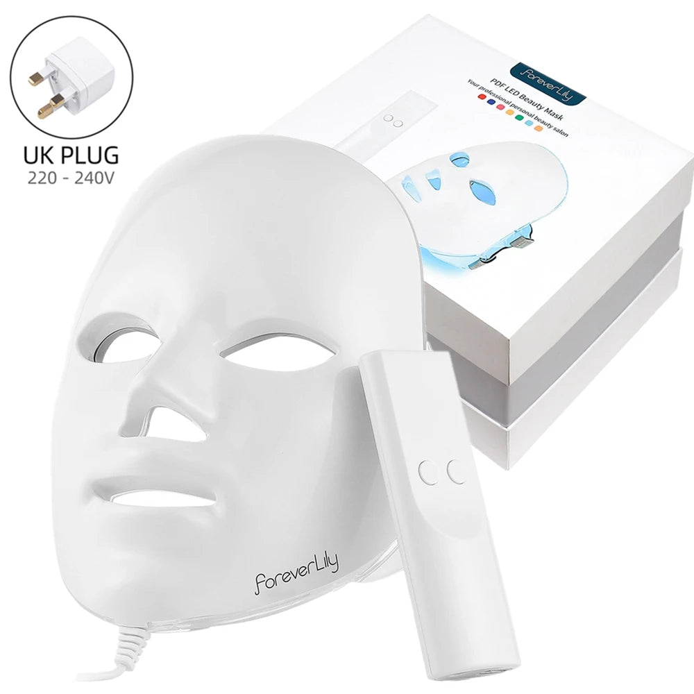 Foreverlily Gift Box 7 Colors LED Facial Mask Photon Therapy Brightening Face Skin Rejuvenation Acne Care Tools Anti-Wrinkle