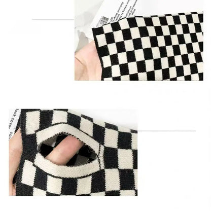 Winter Multi-functional Plaid Scarf Women Thermal Hanging Ear Mask Neck Protection Warm Headscarf Windproof Cycling Outdoor