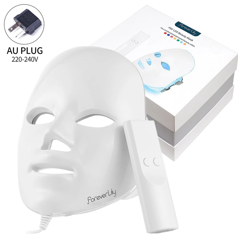 Foreverlily Gift Box 7 Colors LED Facial Mask Photon Therapy Brightening Face Skin Rejuvenation Acne Care Tools Anti-Wrinkle