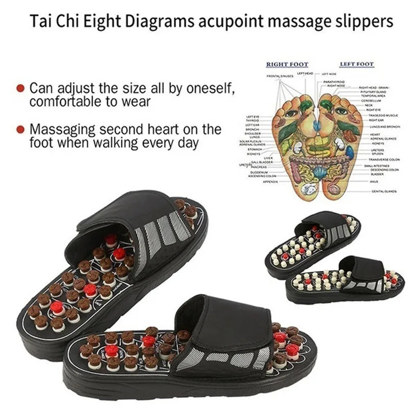 Acupoint Massage Slippers For Men Women Sandals Feet Chinese Acupressure Therapy Medical Rotating Foot Massager Shoes Unisex