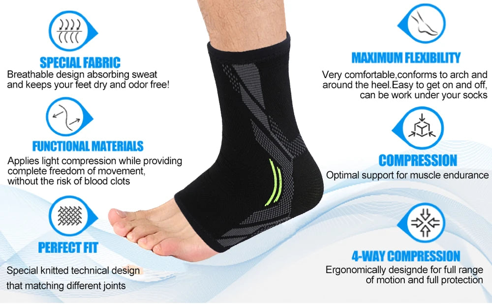 Ankle Brace Compression Support Sleeves Elastic Breathable for Men Women Injury Recovery Joint Pain Foot Sports Basketball Socks